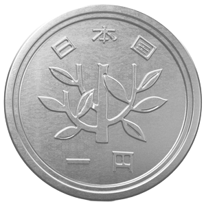Moneda 1 yen cara anterior