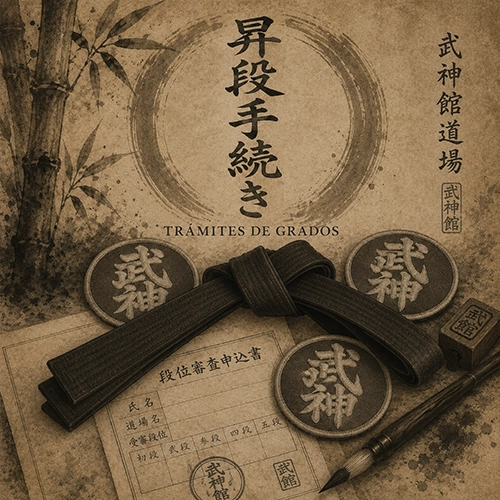 Trámites de grados en Ninjutsu y Budo Taijutsu, gestión de exámenes, certificaciones y ascensos de grado en la Academia de Artes Marciales Arnoby Sinam.