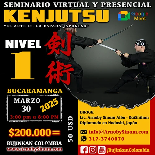 Seminario de Kenjutsu Nivel 1 en Bucaramanga organizado por la Academia de Artes Marciales Arnoby Sinam Dôjô especializado en espada japonesa tradicional