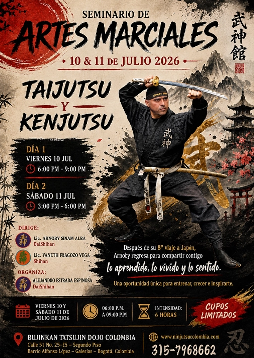 Afiche Seminario de Artes Marciales Bogotá Julio 2026