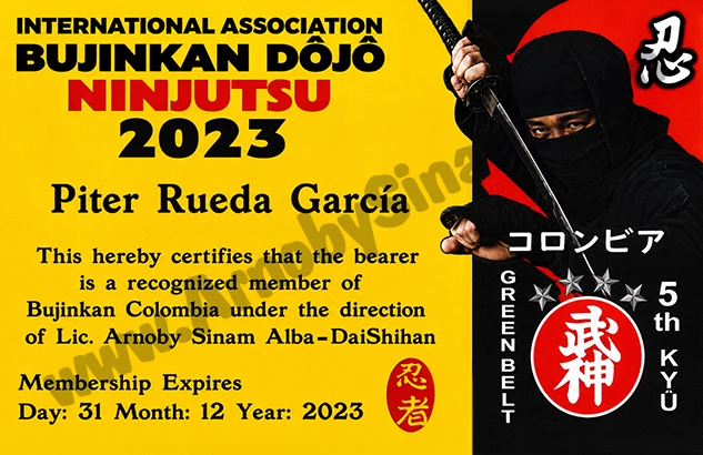 Membership Bujinkan 2026 Arnoby Sinam Dōjō - licencia anual de membresía
