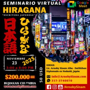 Seminario Virtual de Hiragana para aprender japonés desde cero impartido por la Academia de Artes Marciales Arnoby Sinam Dôjô en Bucaramanga